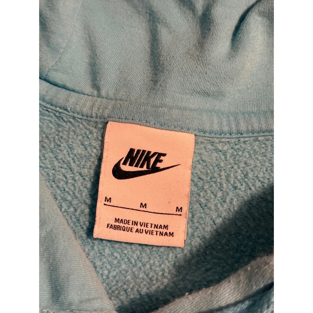 Nike Sportswear Essential Hoodie Light Blue Futura Logo Fleece Pullover Mens M